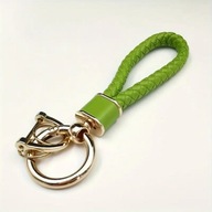 Modny zielony brelok/smycz do kluczy – trwała plecionka ze złotymi detalami