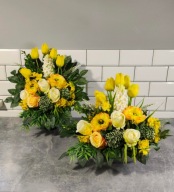 Komplet na cmentarz wiosenny, dekoracja nagrobna, gumowane tulipany,