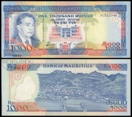 BNA - MAURITIUS 1000 Rupii 1991 AC 532246 # P41 # BARDZO RZADKI # XF-