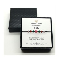 Bransoletka Zodiakalna BYK Kamienie Naturalne Rodonit Agat Malachit +Gratis