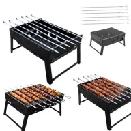 ZESTAW GRILL WALIZKA TURYSTYCZNY SKŁADANY MANGAL + 6x SZPIKULCE SZAMPURY