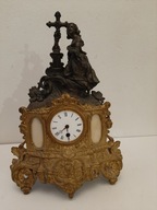 FRANCJA XIX wiek STARY PIĘKNY KOMINKOWY ZEGAR BRĄZ / MOSIĄDZ/CYNA