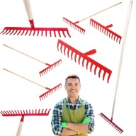 GRABIE METALOWE TRZON DREWNIANY 18 ZĘBÓW 150CM SOLIDNE DO TRAWY LIŚCI ZIEMI