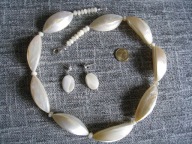 KOMPLET - NASZYJNIK i KOLCZYKI - masa perłowa