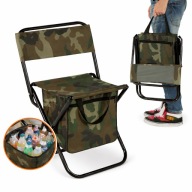 Krzesełko Turystyczne Składane 2w1 Wędkarskie Ze Schowkiem Torba Termiczna