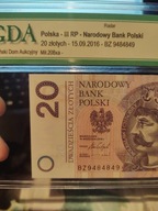 20 złotych 2016 GDA 66 EPQ RADAR BZ 9484849