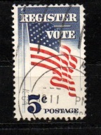 Znaczek 5c Flaga Register and Vote 1964r.USA