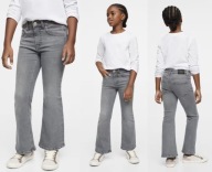 MANGO dżinsy flare spodnie dzwony z guzikami