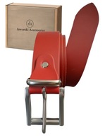 Pasek męski skórzany sokrates naturalny stal nierdzewna stainless steel