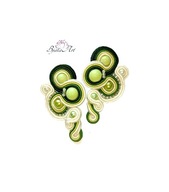 Kolczyki Haft Sutasz Zielone Kolorowe Sztyft Soutache