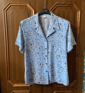 BONA-BLUZKA KOSZULOWA MOTYW KWIATOWY BŁĘKIT M!!!