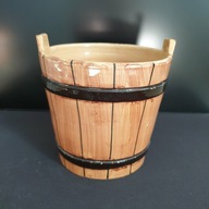 Włoska ręcznie malowana doniczka „beczka”, ceramika dekoracyjna, 15/14 cm