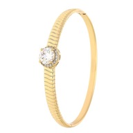 81713 BRANSOLETKA 18K POZŁACANA 60/11 MM sztywna bangle z cyrkoniami