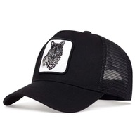 Czapka z haftem WILK – czarna truckerka unisex