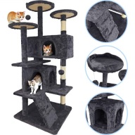 DRAPAK DLA KOTA STABILNY WYSOKI 7 POZIOMÓW LEGOWISKO CIEMNOSZARY 138 CM KOT