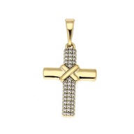 84088 ZAWIESZKA 18K POZŁACANA 30/15 MM krzyżyk z cyrkoniami