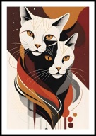 A2 KOLOROWY OBRAZ PLAKAT Z KOTEM, KOT DWA JASNE KOTY