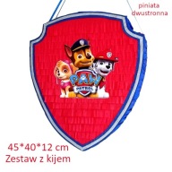Piniata dwustronna Psi Patrol/ Paw Patrol. Zestaw z kijem i konfetti.