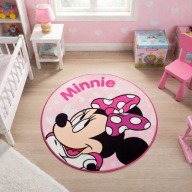 DYWAN DLA DZIECI OKRĄGŁY RÓŻOWY DYWANIK MYSZKA MINNIE MIĘKKI Z BAJEK 90 cm