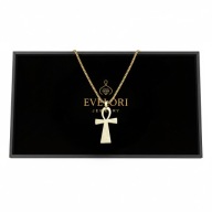 Naszyjnik Krzyż Ankh Złoty Modlitwa Ojcze Nasz Amulet Stal