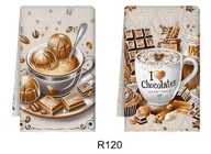 Ręcznik do rąk ścierka kuchenna zestaw 2 szt. kawa czekolada filiżanka R120