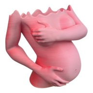 Doniczka czerwona biała kobieta ciąża mama dekoracja Figurka wys 20 cm