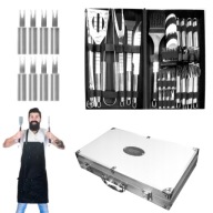 ZESTAW DO GRILLA AKCESORIA PRZYBORY NA GRILL SZTUĆCE DO GRILLOWANIA WALIZKA