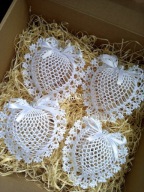 szydełkowe serduszka-zestaw na prezent/ ozdoby choinkowe -rękodzieło Juka