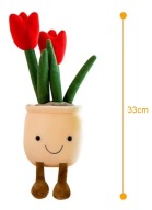 PLUSZOWE TULIPANY W DONICZCE DEKORACJA KWIATEK MASKOTKA CZERWONA
