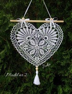 Szydełkowe serce 30x30 -zawieszka /dekoracja okienna/ rękodzieło Juka