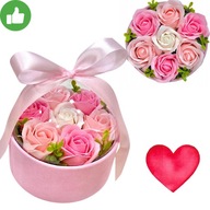 FLOWER BOX KWIATY MYDLANE RÓŻE BUKIET W PUDEŁKU PREZENT RÓŻOWY MOCNY