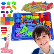 Piasek kinetyczny 3kg ZESTAW NAJWIĘKSZY 115ELEMENTÓW ZABAWEK kolorowy basen