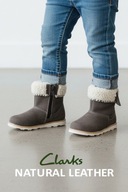 Clarks Crown Loop kozaki botki skórzane brązowe z futerkiem rozm. 20