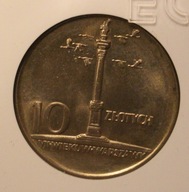 10 ZŁ ZŁOTYCH 1965 DUŻA KOLUMNA ZYGMUNTA GCN MS68 - DESTRUKT, SKRĘTKA