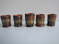 KIELISZKI POJEMNICZKI ZESTAW CERAMIKA WILEŃSKA SZKLIWIONA TORUŃ J. LIMONT