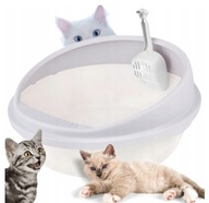 Kuweta dla kota otwarta duża solidna wytrzymała z łopatką z wysokim rantem