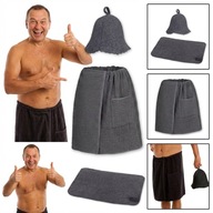 SAUNA KOMPLET MĘSKI RĘCZNIK KILT CZAPKA FILC DYWANIK DO SAUNY BANIA