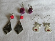 KOLCZYKI ZESTAW 3 PAR ŁOSIE ART DECO