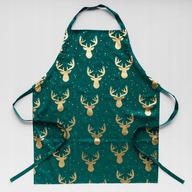 Fartuch świąteczny w renifery zielony złoty Glamour na prezent home&you
