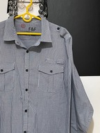 11 Koszula F&F sport turystyka drobna niebieska kratka 2 kieszenie pagony