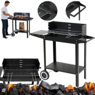 GRILL WĘGLOWY OGRODOWY STALOWY RUSZT 48x27cm Z PÓŁKAMI NA KÓŁKACH REGULACJA