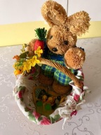 Koszyk wielkanocny wiklinowy zajączek stroik zestaw do święcenia dekoracja