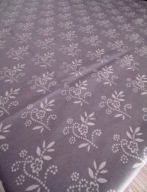 Obrus żakardowy, bawełniany, 140x200 cm, Kwiaty szary