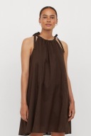 H & M sukienka oversize kokardki babydoll trapezowa plażowa brązowa boho