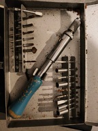 stary automatyczny teleskopowy śrubokręt bity skrzyneczka PRL vintage retro