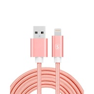 Kabel USB na Lightning, 2,4A, 3m, Nylon - Różowy