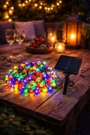 Girlanda solarna 60 LED multikolor lampki ogrodowe wodoodporne balkon taras