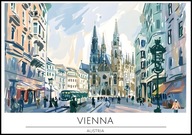 A2 PLAKAT MIASTO WIEDEŃ VIENNA AUSTRIA KATEDRA ŚW. SZCZEPANA AKWARELA