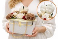 PREZENT na dzień BABCI i DZIADKA flower box ze świec sojowych HANDMADE