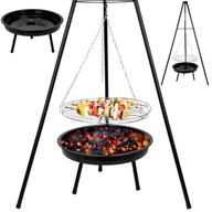 GRILL OGRODOWY OGNISKOWY WISZĄCY TRÓJNÓG PALENISKO OGNISKO DUŻY 50cm